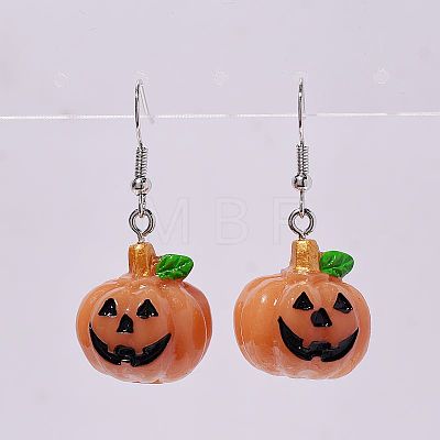 Halloween Pumpkin Plastic & Resin Dangle Earrings FS-WGC9740-01-1