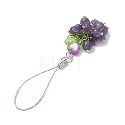 Grape Natural Amethyst Pendant Decorations HJEW-JM02161-1