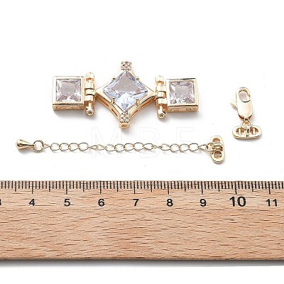 Brass & Cubic Zirconia & Glass Watch Band Clasps KK-G523-03G-01-1