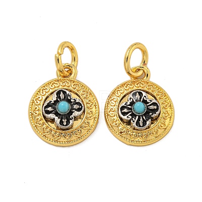 Long-Lasting Plated Brass Synthetic Turquoise Pendants KK-K387-04B-G-1