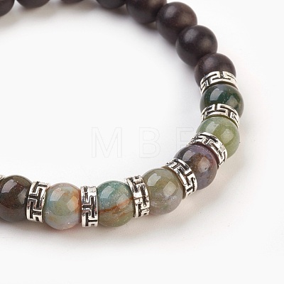 Natural Indian Agate Stretch Bracelets BJEW-JB03824-05-1