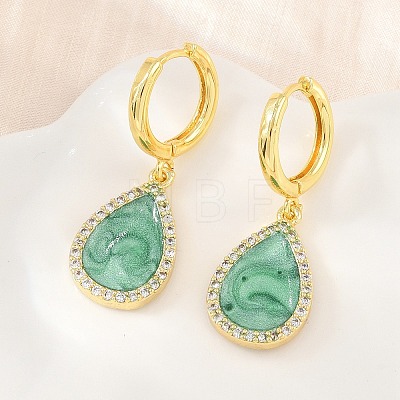 Brass Micro Pave Cubic Zirconia Hoop Dangle Earrings KK-CBA8324-11G-04-1