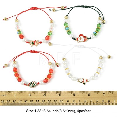 4Pcs Christmas Alloy Enamel Link Bracelets BJEW-FS00032-1