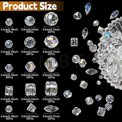600Pcs 15 Style Electroplate Transparent Glass Beads EGLA-YW0003-08-1