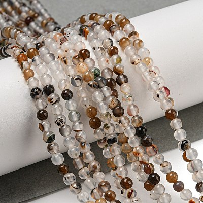 Natural Dendritic Agate Beads Strands G-A232-A01-01-1