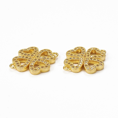 Brass Micro Pave Clear Cubic Zirconia Connector Charms KK-E068-VB346-1