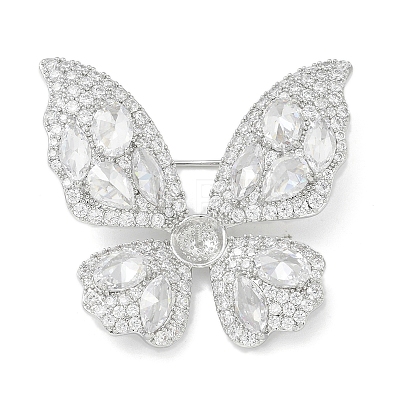 Butterfly Brass Cubic Zirconia Brooches  JEWB-Q013-01P-1