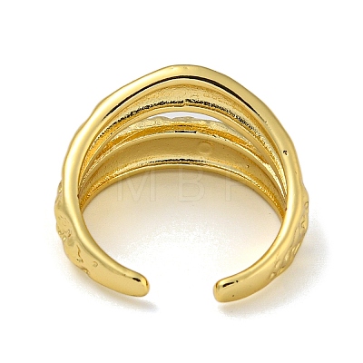 Textured Brass Double Layer Open Cuff Rings for Women RJEW-Z050-02G-1