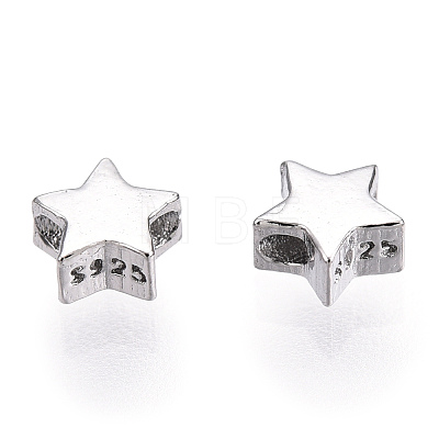 Rhodium Plated 925 Sterling Silver Beads STER-T004-76P-1