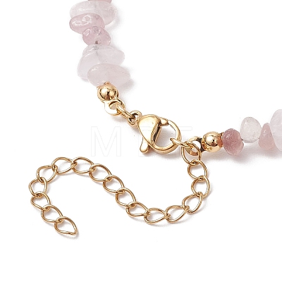 Natural Rose Quartz Chip Beaded Bracelets for Women BJEW-JB11742-11-1