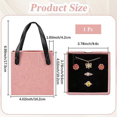 PU Leather Jewelry Set Drawer Boxes with Sponge Inside and Texture Paper Jewelry Tote Bags ABAG-CL0001-66B-1