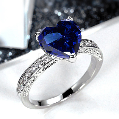 Brass Micro Pave Cubic Zirconia Finger Rings for Women FS-WGC99AF-16-1