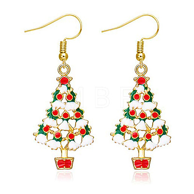 Christmas Theme Alloy Plastic Dangle Earrings FS-WG6FBD6-04-1