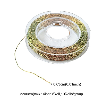 10 Rolls 3-Ply Metallic Polyester Threads MCOR-YW0001-03A-1