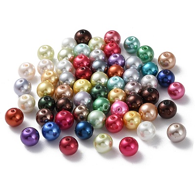 Baking Painted Pearlized Glass Pearl Round Bead Strands HY-Q004-10mm-M-1
