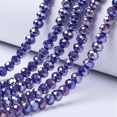 Electroplate Glass Beads Strands EGLA-A044-P6mm-B07-1