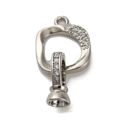 Brass Micro Pave Clear Cubic Zirconia Fold Over Clasps KK-A230-12P-1