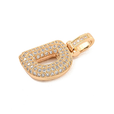 Brass Micro Pave Clear Cubic Zirconia Pendants KK-B099-01G-D-1