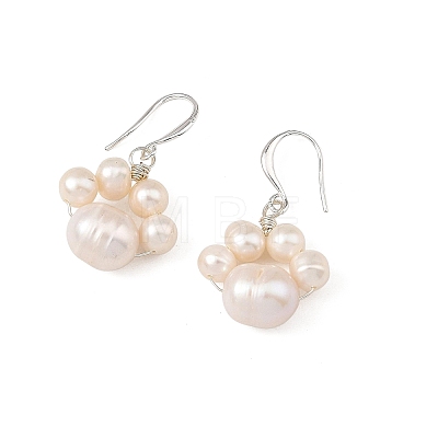 Brass & Natural Cultured Freshwater Pearl Beads Dangle Earrings for Women EJEW-JE07465-1