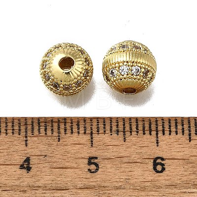 Brass Micro Pave Clear Cubic Zirconia Beads ZIRC-I070-038G-1