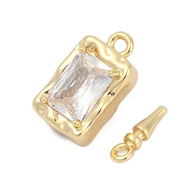 Brass Micro Pave Clear Cubic Zirconia Box Clasps KK-P291-40G-1