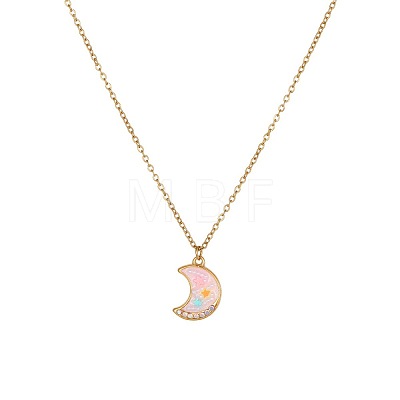 304 Stainless Steel Pendant Necklaces & Stud Earrings Sets for Girl's WG60F59-02-1
