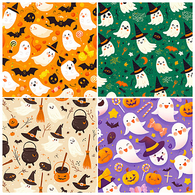 Halloween Witch Pumpkin Pattern Scrapbooking Paper PW-WGDED60-01-1