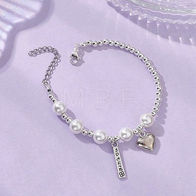 Mother's Day Heart Alloy Charm Bracelets BJEW-JB13133-1