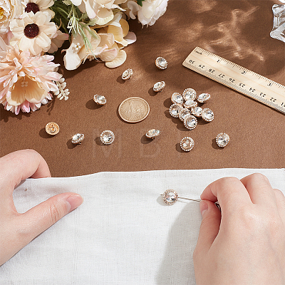 20Pcs 1-Hole Flat Round Zinc Alloy Rhinestones Buttons ALRI-NB0001-20B-1