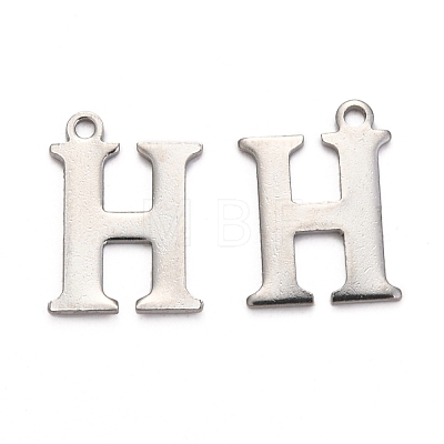 Tarnish Resistant 304 Stainless Steel Alphabet Charms STAS-H122-H-P-1