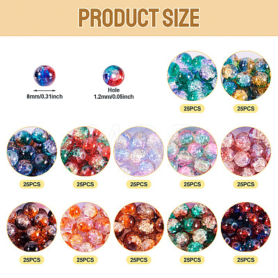 12 Colors Crackle Glass Beads CCG-TA0002-05A-1