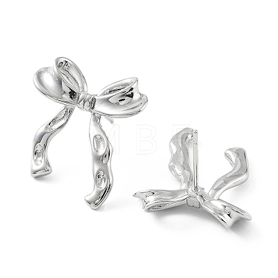 Bowknot Rack Plating Brass Studs Earrings for Women KK-Z038-11P-1