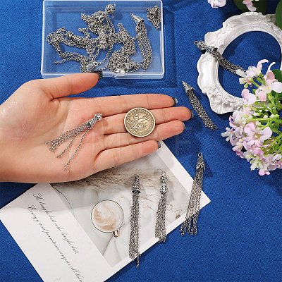 16Pcs 8 Styles Tibetan Style Zinc Alloy Tassels Big Pendants TIBEP-PH0001-91-1