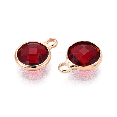 Golden Tone Brass Glass Charms GLAA-ZX008-24H-G-1