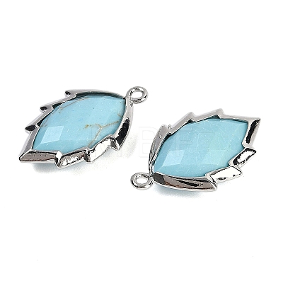 Synthetic Turquoise Faceted Leaf Pendants G-I375-04P-06-1