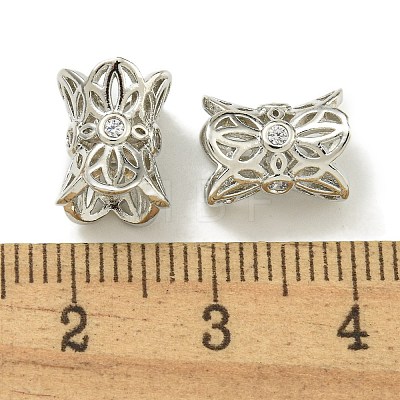 Rack Plating Brass Micro Pave Cubic Zirconia Beads KK-K386-05P-1