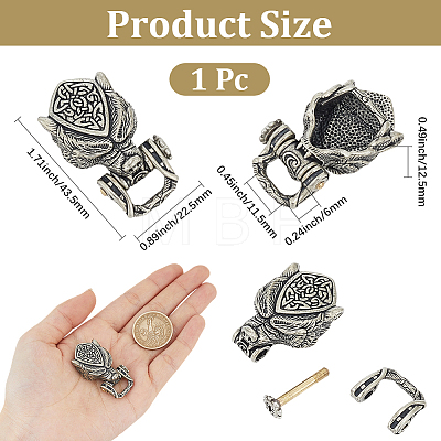 1Pc Tibetan Style Wolf Shaped Brass Shackle Clasps FIND-CY0002-14B-1