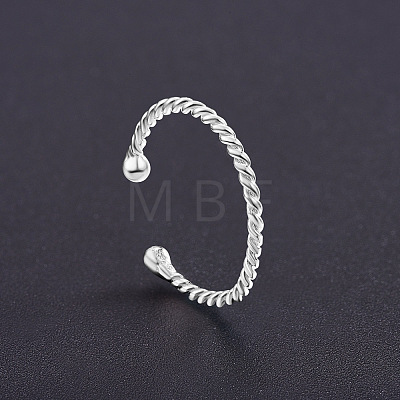 SHEGRACE Classic Rhodium Plated 925 Sterling Silver Twisted Cuff Tail Ring JR295C-1
