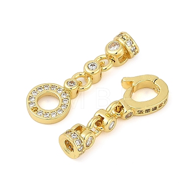 Brass Micro Pave Clear Cubic Zirconia Fold Over Clasps KK-H202-19G-1