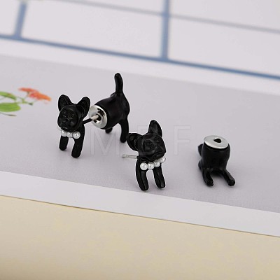 Alloy Cartoon Dog Front Back Stud Earrings JE913A-1