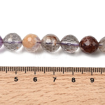 Natural Purple Phantom Quartz Purple Lodolite Quartz Round Beads Strands G-Z127-B01-10mm-1