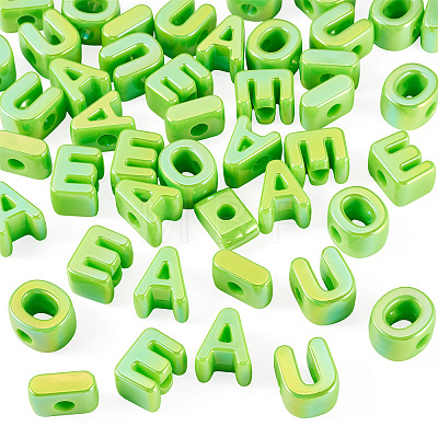 50Pcs 5 Styles UV Plating Opaque Acrylic Beads PACR-TA0001-31C-1