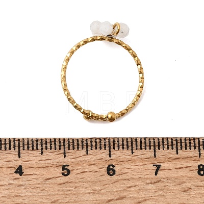 Adjustable 304 Stainless Steel Natural White Jade Cuff Open Rings RJEW-P187-01G-04-1