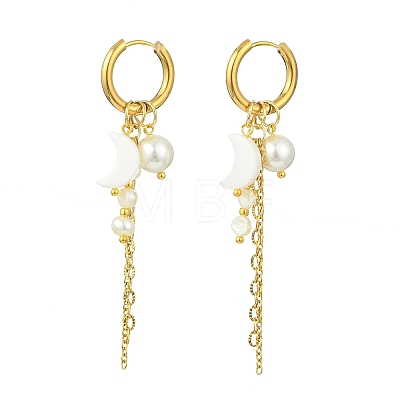Natural Freshwater Shell Hoop Earrings EJEW-JE07145-02-1