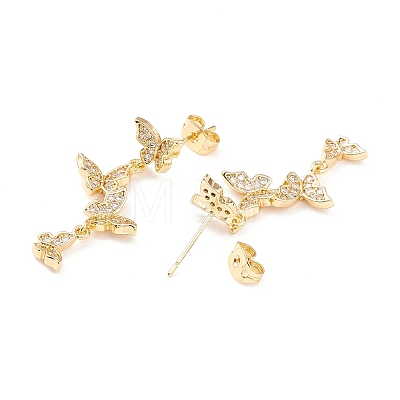 Cubic Zirconia Butterfly Dangle Stud Earrings X-EJEW-I263-03G-1