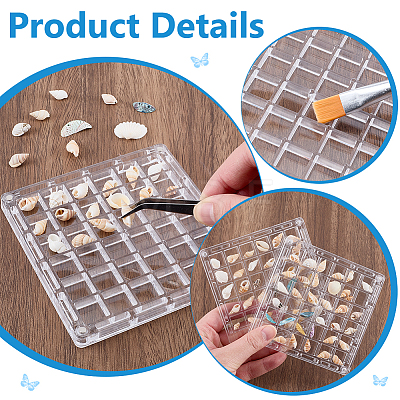 2Pcs 2 Styles Square Transparent Acrylic Shell Bead Containers with Magnetic Lid CON-WR0001-19-1