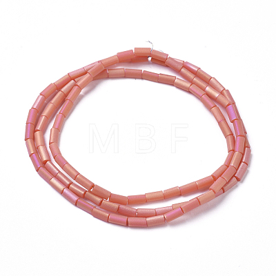 Electroplated Frosted Glass Bead Strands EGLA-G071-D-1
