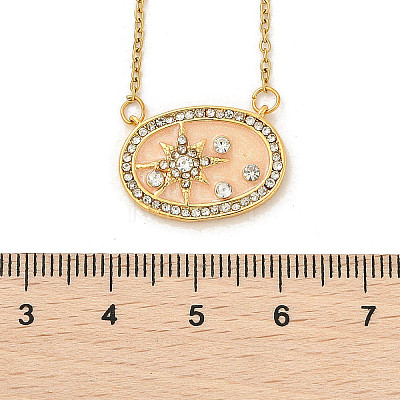 Brass Micro Pave Cubic Zirconia Star Oval Pendant Necklaces NJEW-R018-04G-01-1