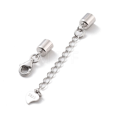 Rhodium Plated 925 Sterling Silver Curb Chain Extender STER-G039-04C-P-1