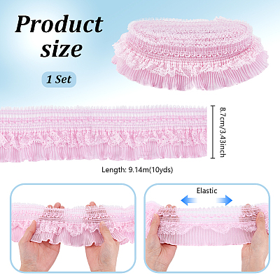 10 Yards Polyester Wrinkle Elastic Lace Trim OCOR-PH0036-26-1